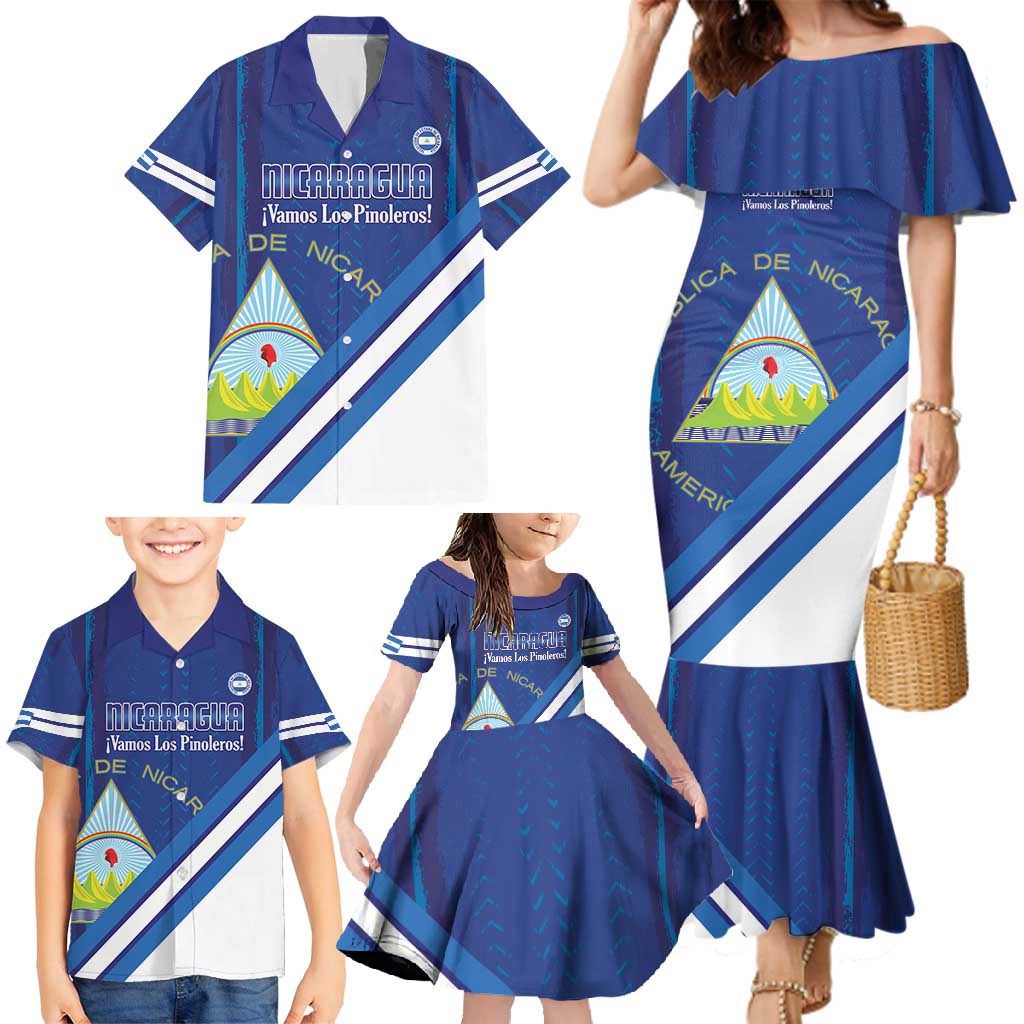 Custom Nicaragua Football Family Matching Mermaid Dress and Hawaiian Shirt Vamos Los Pinoleros