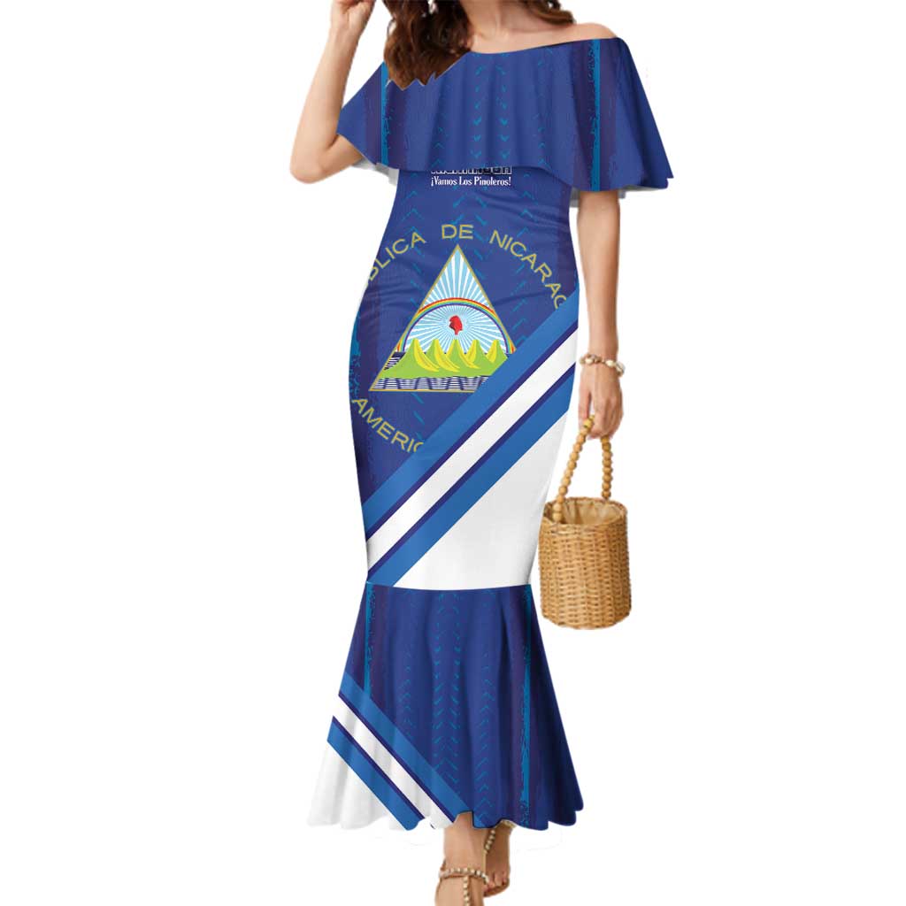 Custom Nicaragua Football Family Matching Mermaid Dress and Hawaiian Shirt Vamos Los Pinoleros