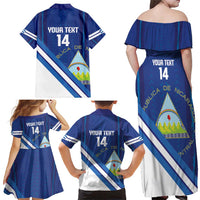 Custom Nicaragua Football Family Matching Off Shoulder Maxi Dress and Hawaiian Shirt Vamos Los Pinoleros