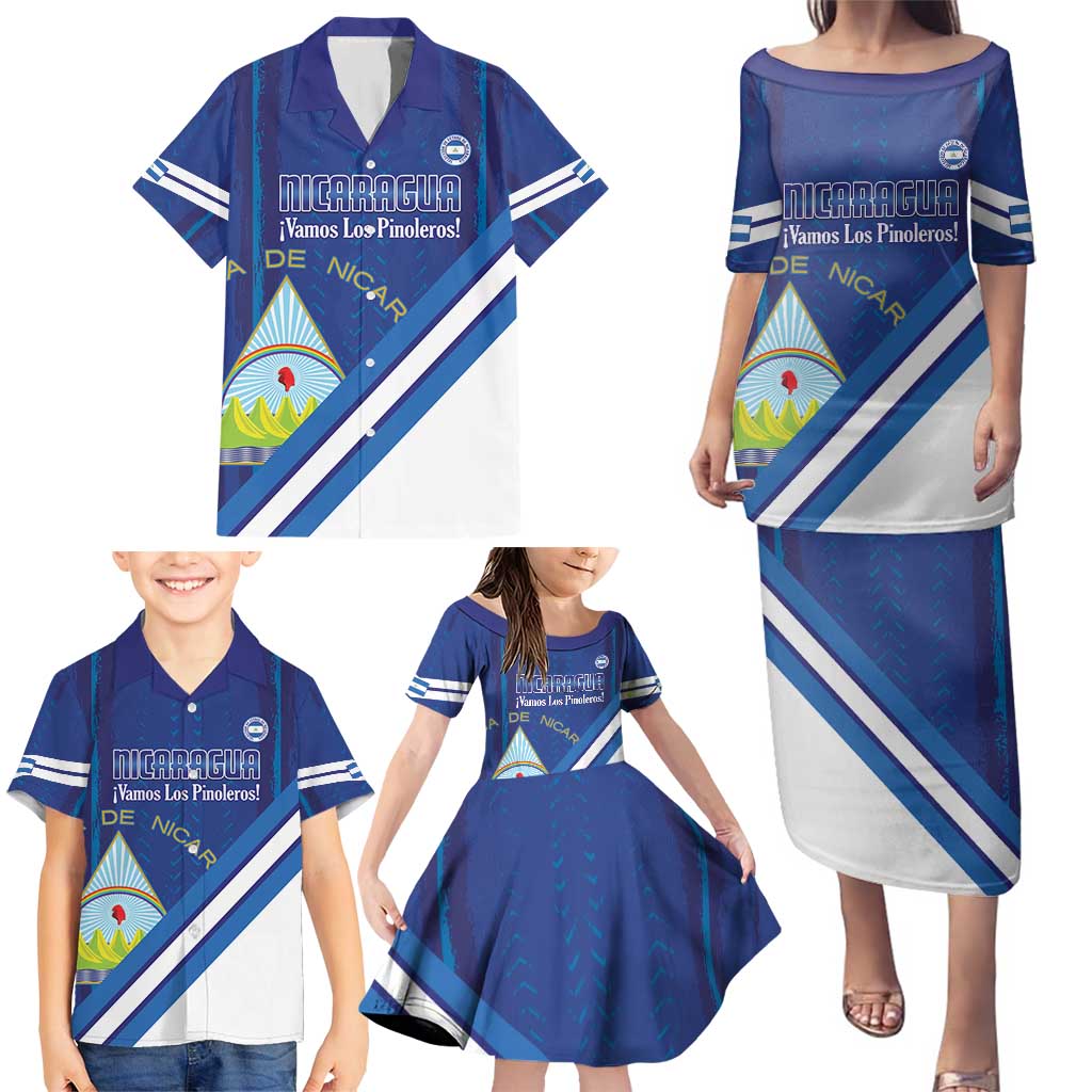 Custom Nicaragua Football Family Matching Puletasi and Hawaiian Shirt Vamos Los Pinoleros