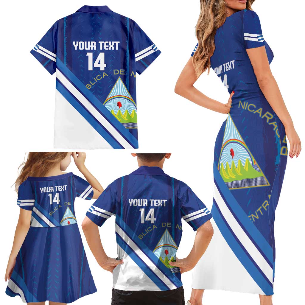 Custom Nicaragua Football Family Matching Short Sleeve Bodycon Dress and Hawaiian Shirt Vamos Los Pinoleros