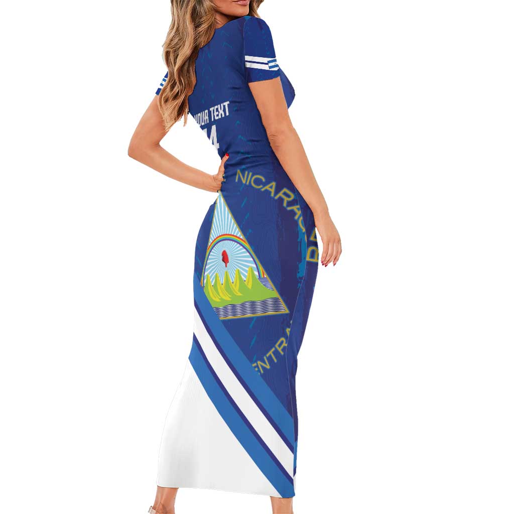 Custom Nicaragua Football Family Matching Short Sleeve Bodycon Dress and Hawaiian Shirt Vamos Los Pinoleros