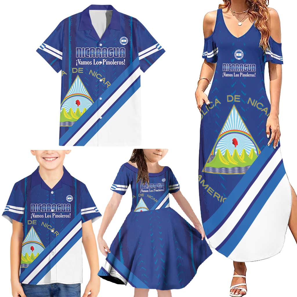 Custom Nicaragua Football Family Matching Summer Maxi Dress and Hawaiian Shirt Vamos Los Pinoleros