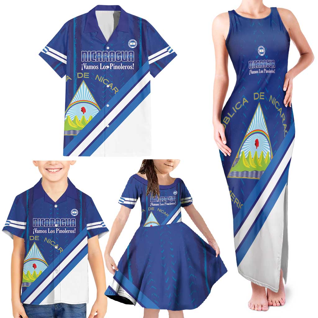Custom Nicaragua Football Family Matching Tank Maxi Dress and Hawaiian Shirt Vamos Los Pinoleros