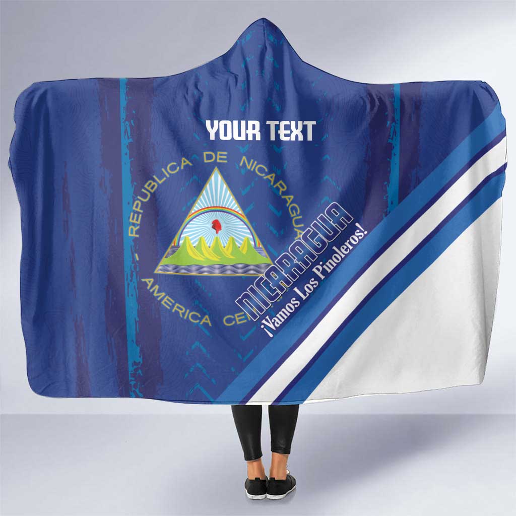 Custom Nicaragua Football Hooded Blanket Vamos Los Pinoleros