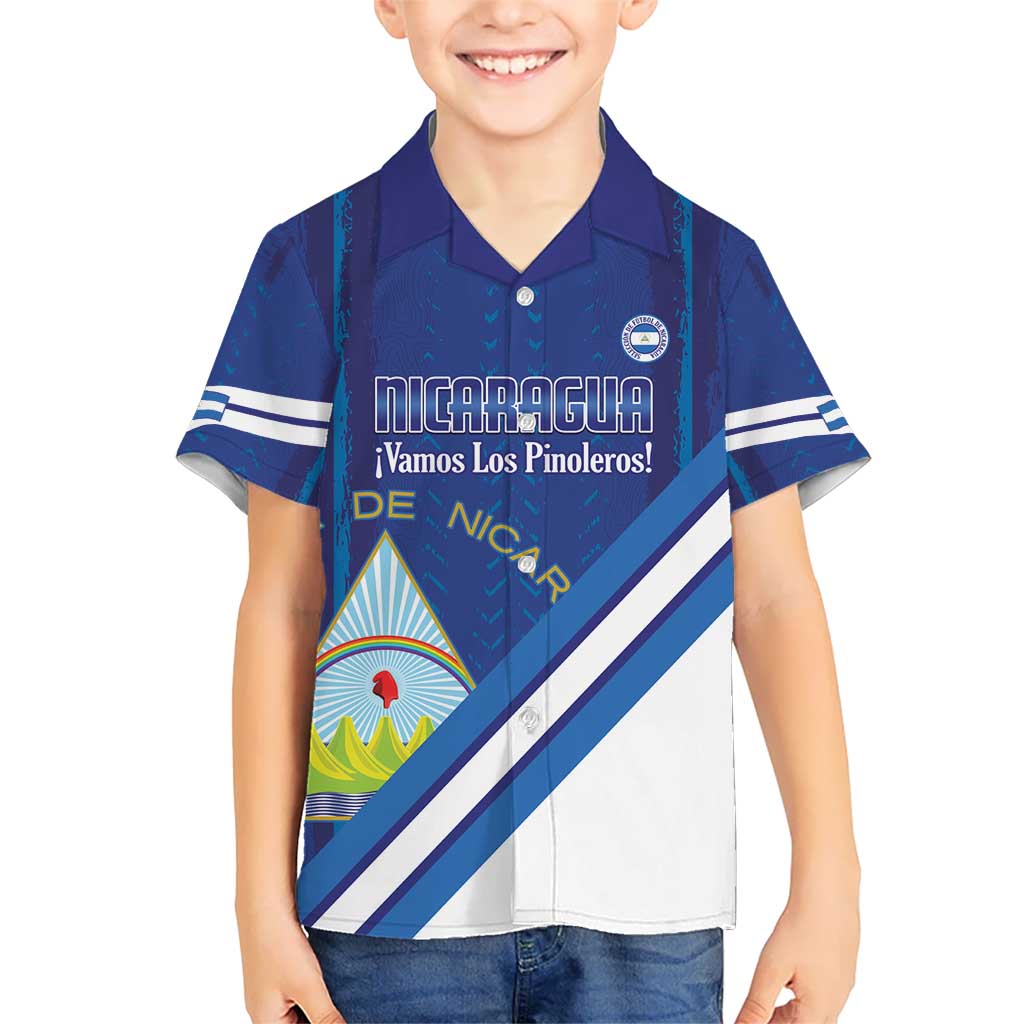 Custom Nicaragua Football Kid Hawaiian Shirt Vamos Los Pinoleros