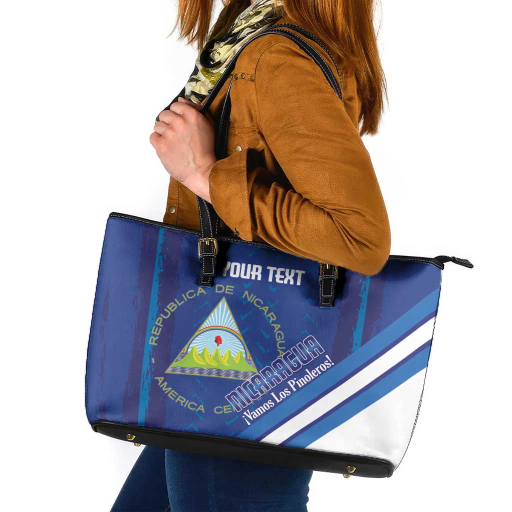 Custom Nicaragua Football Leather Tote Bag Vamos Los Pinoleros
