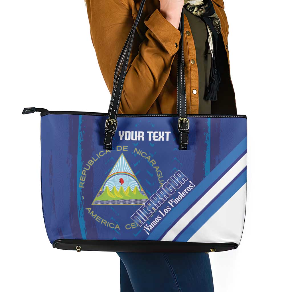 Custom Nicaragua Football Leather Tote Bag Vamos Los Pinoleros