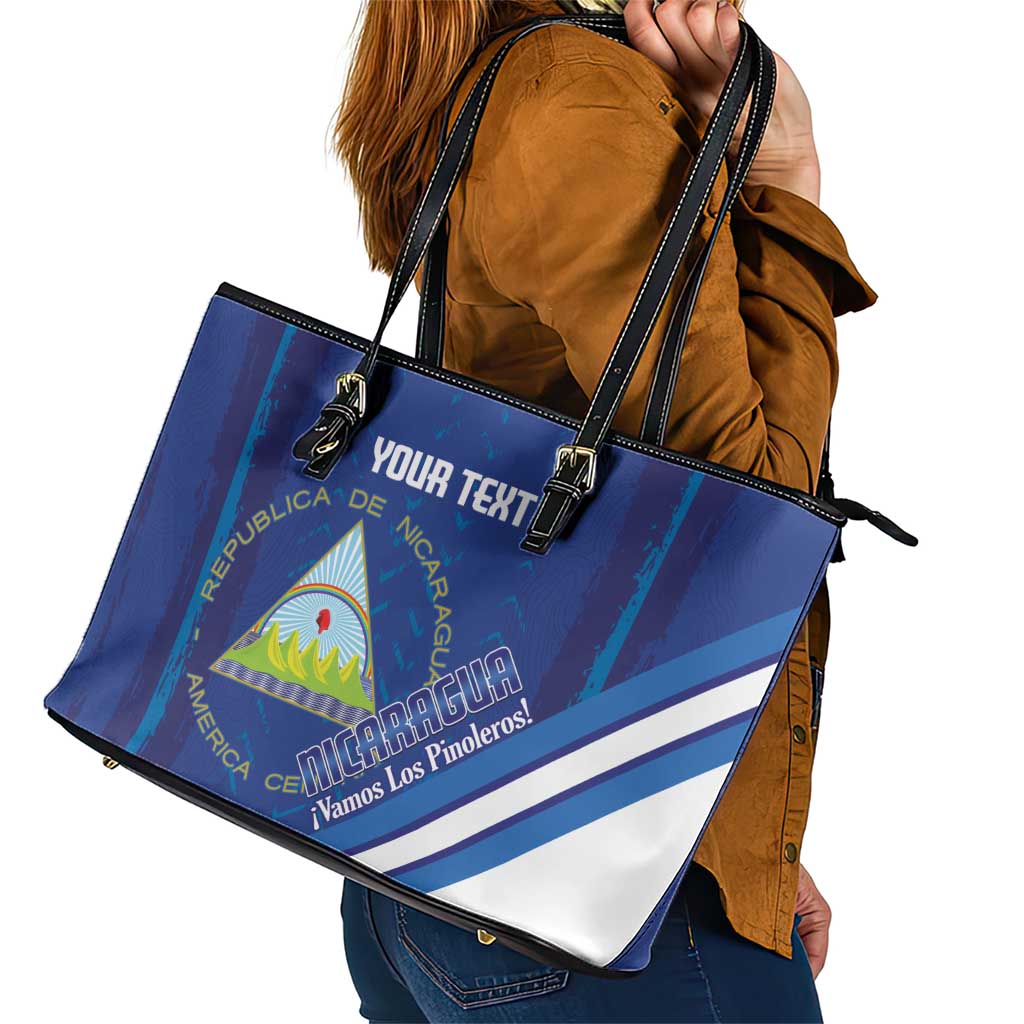 Custom Nicaragua Football Leather Tote Bag Vamos Los Pinoleros