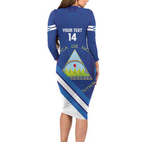 Custom Nicaragua Football Long Sleeve Bodycon Dress Vamos Los Pinoleros