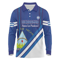 Custom Nicaragua Football Long Sleeve Polo Shirt Vamos Los Pinoleros