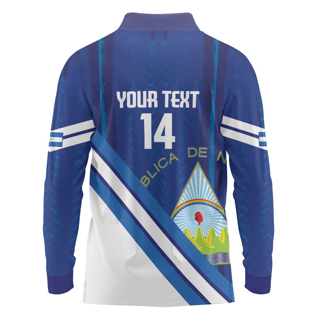 Custom Nicaragua Football Long Sleeve Polo Shirt Vamos Los Pinoleros