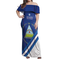 Custom Nicaragua Football Off Shoulder Maxi Dress Vamos Los Pinoleros