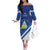 Custom Nicaragua Football Off The Shoulder Long Sleeve Dress Vamos Los Pinoleros