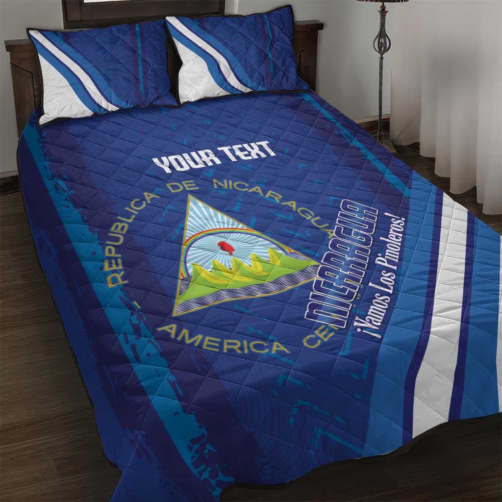 Custom Nicaragua Football Quilt Bed Set Vamos Los Pinoleros