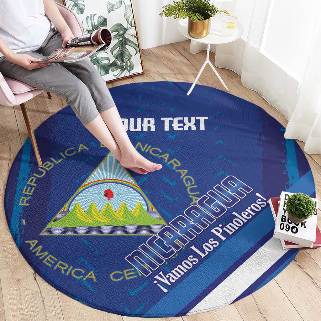 Custom Nicaragua Football Round Carpet Vamos Los Pinoleros