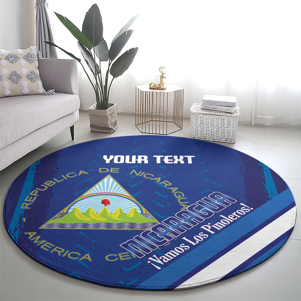 Custom Nicaragua Football Round Carpet Vamos Los Pinoleros