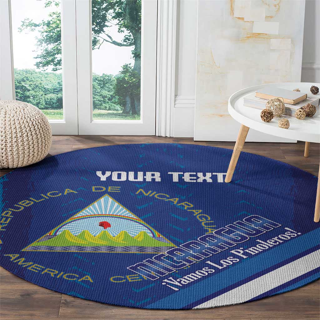 Custom Nicaragua Football Round Carpet Vamos Los Pinoleros