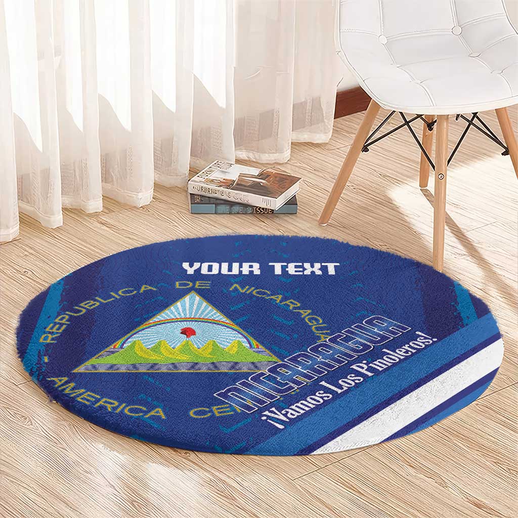 Custom Nicaragua Football Round Carpet Vamos Los Pinoleros