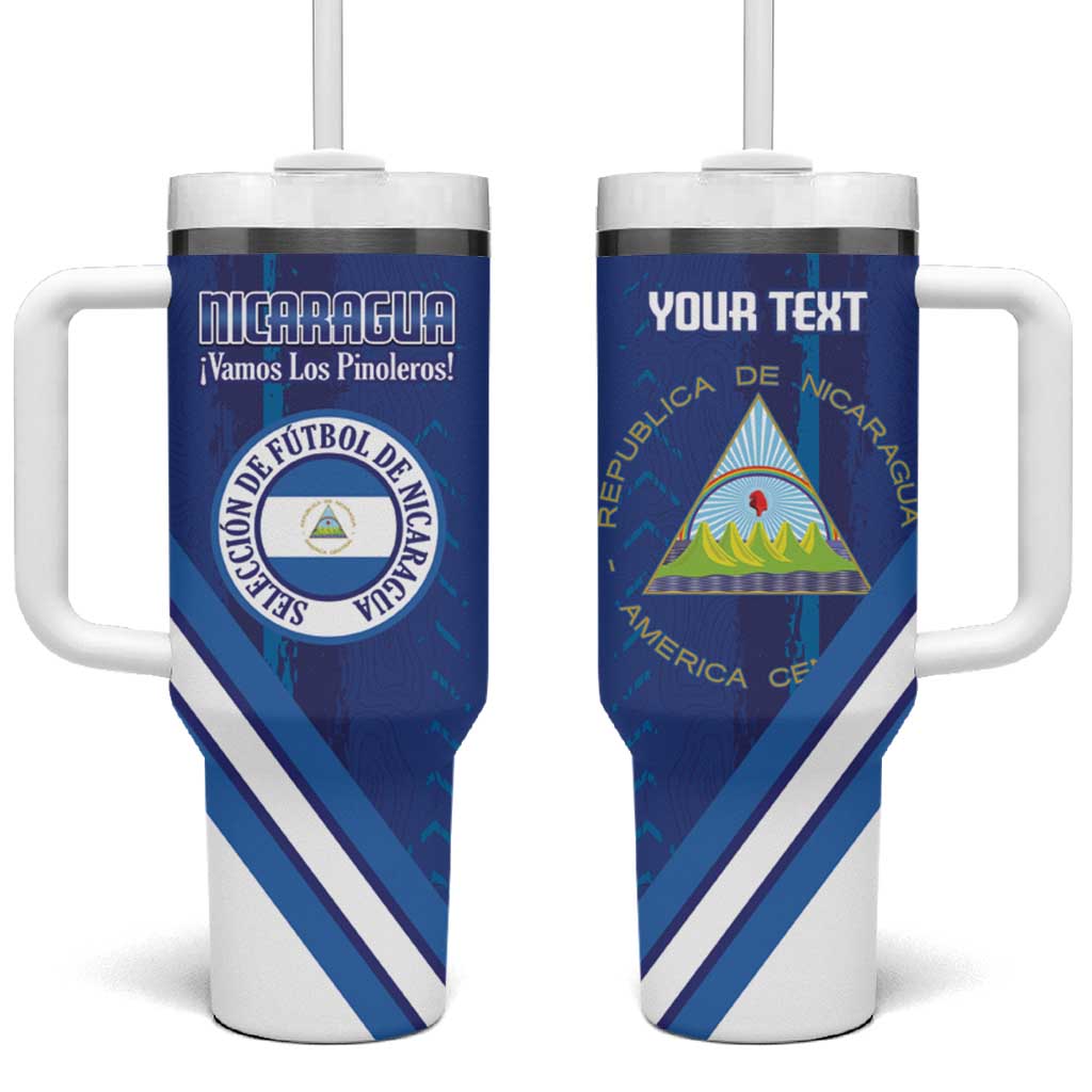 Custom Nicaragua Football Tumbler With Handle Vamos Los Pinoleros