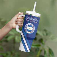Custom Nicaragua Football Tumbler With Handle Vamos Los Pinoleros