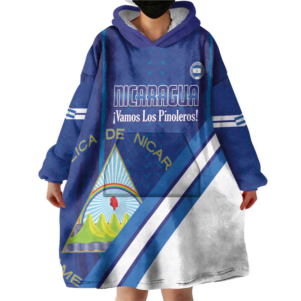 Custom Nicaragua Football Wearable Blanket Hoodie Vamos Los Pinoleros