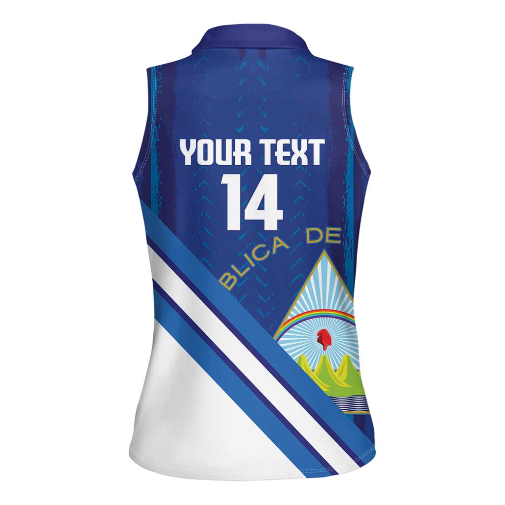 Custom Nicaragua Football Women Sleeveless Polo Shirt Vamos Los Pinoleros