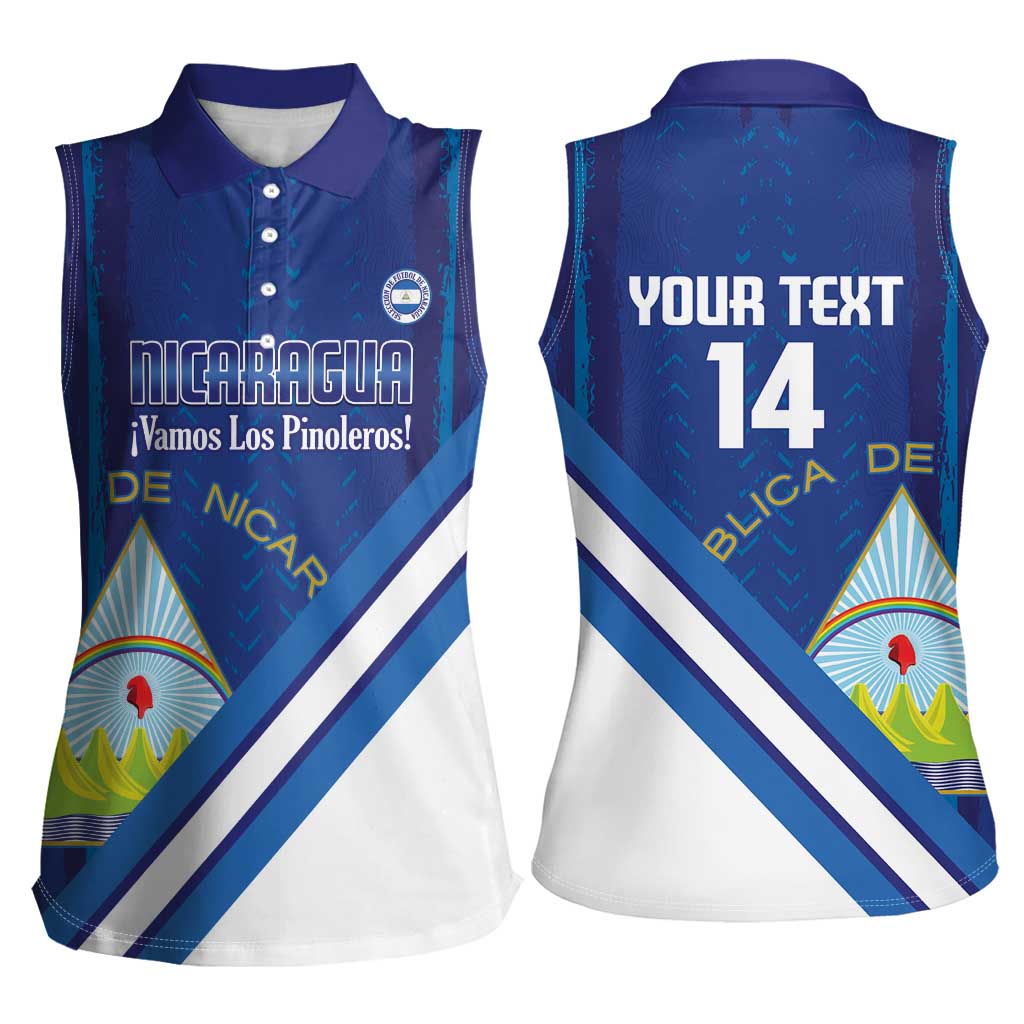 Custom Nicaragua Football Women Sleeveless Polo Shirt Vamos Los Pinoleros