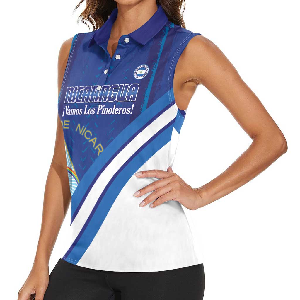 Custom Nicaragua Football Women Sleeveless Polo Shirt Vamos Los Pinoleros