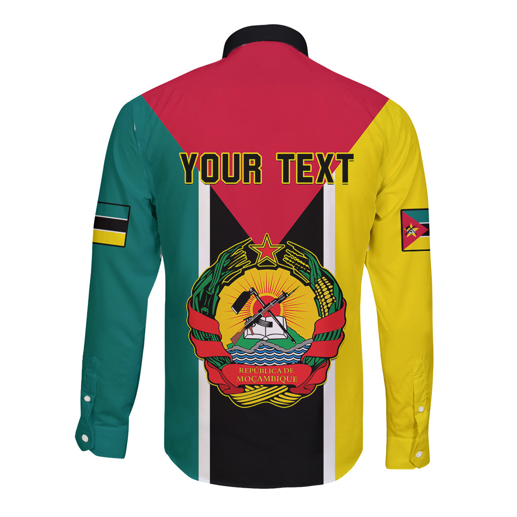 Personalised Mozambique Long Sleeve Button Shirt Muzambhiki Flag Style - Wonder Print Shop