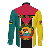 Personalised Mozambique Long Sleeve Button Shirt Muzambhiki Flag Style - Wonder Print Shop