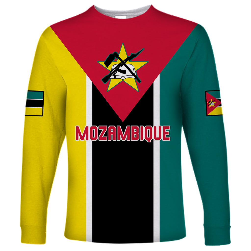 Personalised Mozambique Long Sleeve Shirt Muzambhiki Flag Style - Wonder Print Shop