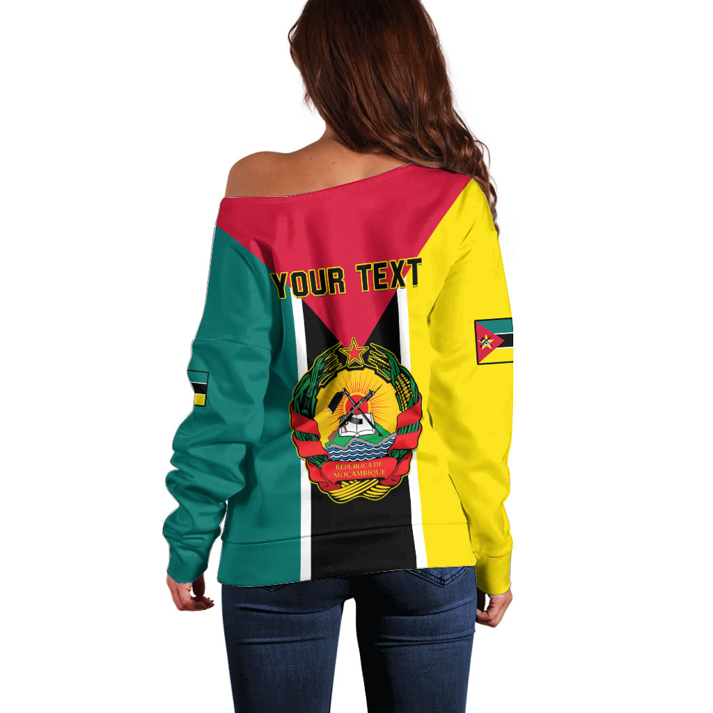 Personalised Mozambique Off Shoulder Sweater Muzambhiki Flag Style - Wonder Print Shop