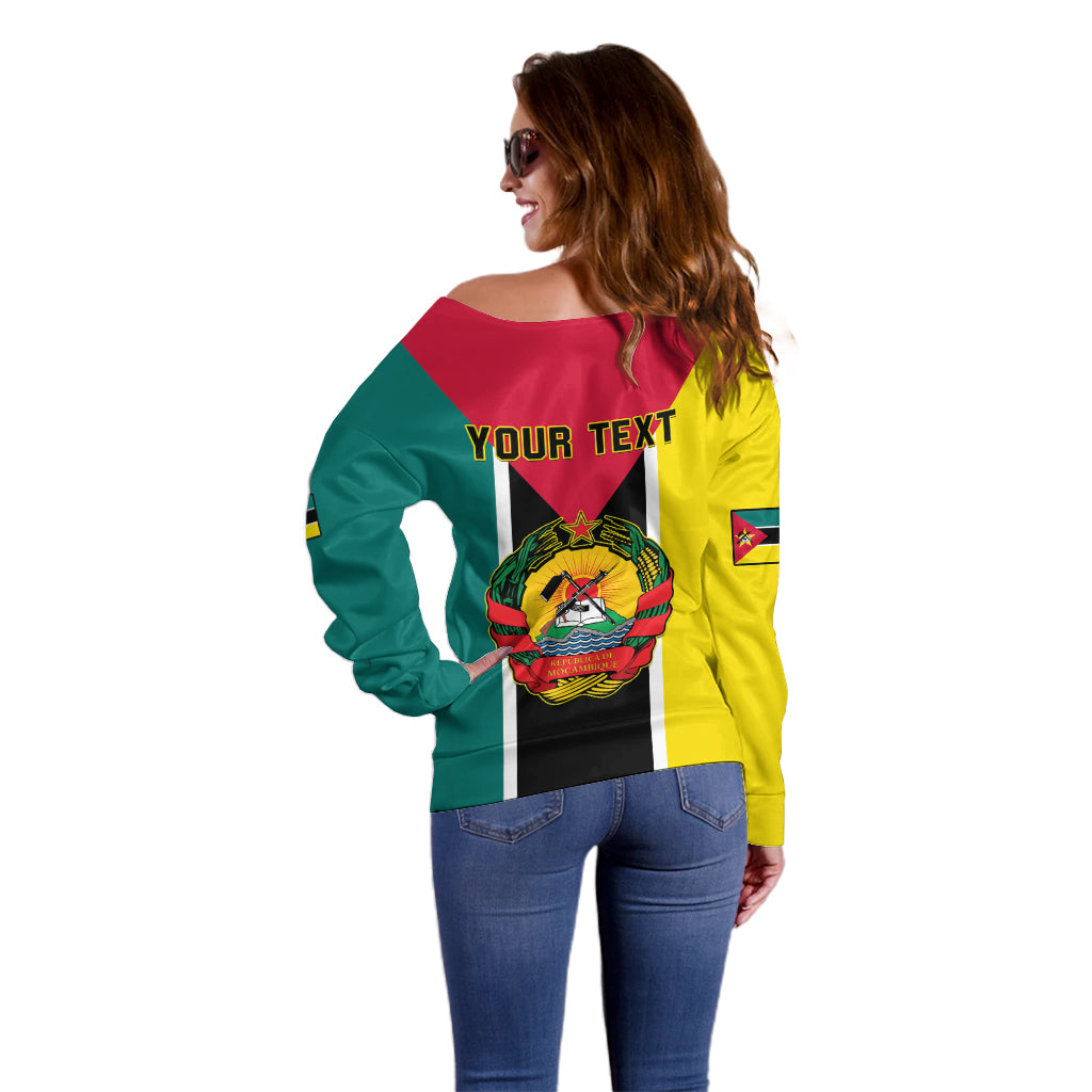Personalised Mozambique Off Shoulder Sweater Muzambhiki Flag Style - Wonder Print Shop