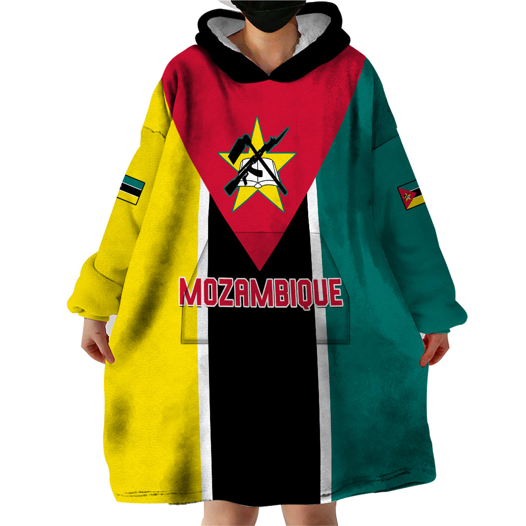 Personalised Mozambique Wearable Blanket Hoodie Muzambhiki Flag Style - Wonder Print Shop