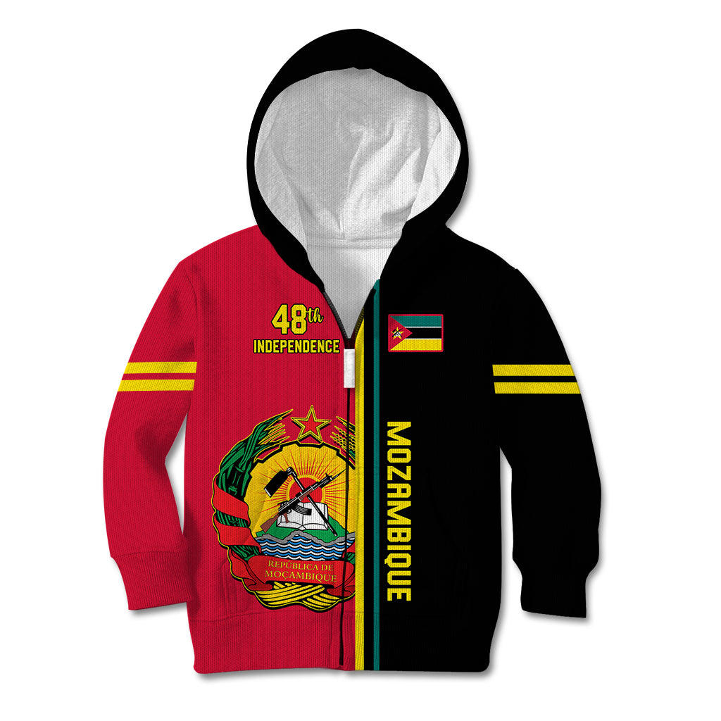 Personalised Independence Day Mozambique Kid Hoodie Muzambhiki Coat Of Arms - Wonder Print Shop