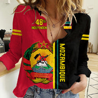 Personalised Independence Day Mozambique Women Casual Shirt Muzambhiki Coat Of Arms - Wonder Print Shop