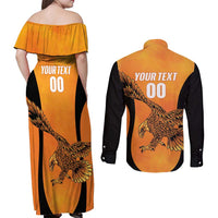 Custom Hyderabad India Cricket Couples Matching Off Shoulder Maxi Dress and Long Sleeve Button Shirt Go Sunrisers Eagle