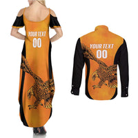 Custom Hyderabad India Cricket Couples Matching Summer Maxi Dress and Long Sleeve Button Shirt Go Sunrisers Eagle
