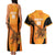 Custom Hyderabad India Cricket Couples Matching Tank Maxi Dress and Hawaiian Shirt Go Sunrisers Eagle