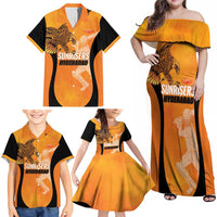 Custom Hyderabad India Cricket Family Matching Off Shoulder Maxi Dress and Hawaiian Shirt Go Sunrisers Eagle