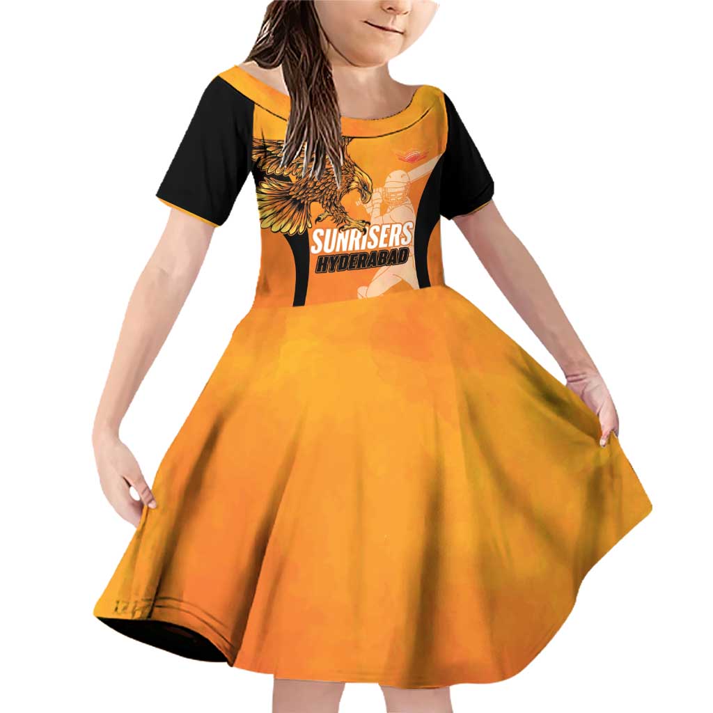 Custom Hyderabad India Cricket Family Matching Off Shoulder Short Dress and Hawaiian Shirt Go Sunrisers Eagle