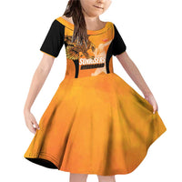 Custom Hyderabad India Cricket Family Matching Off Shoulder Short Dress and Hawaiian Shirt Go Sunrisers Eagle