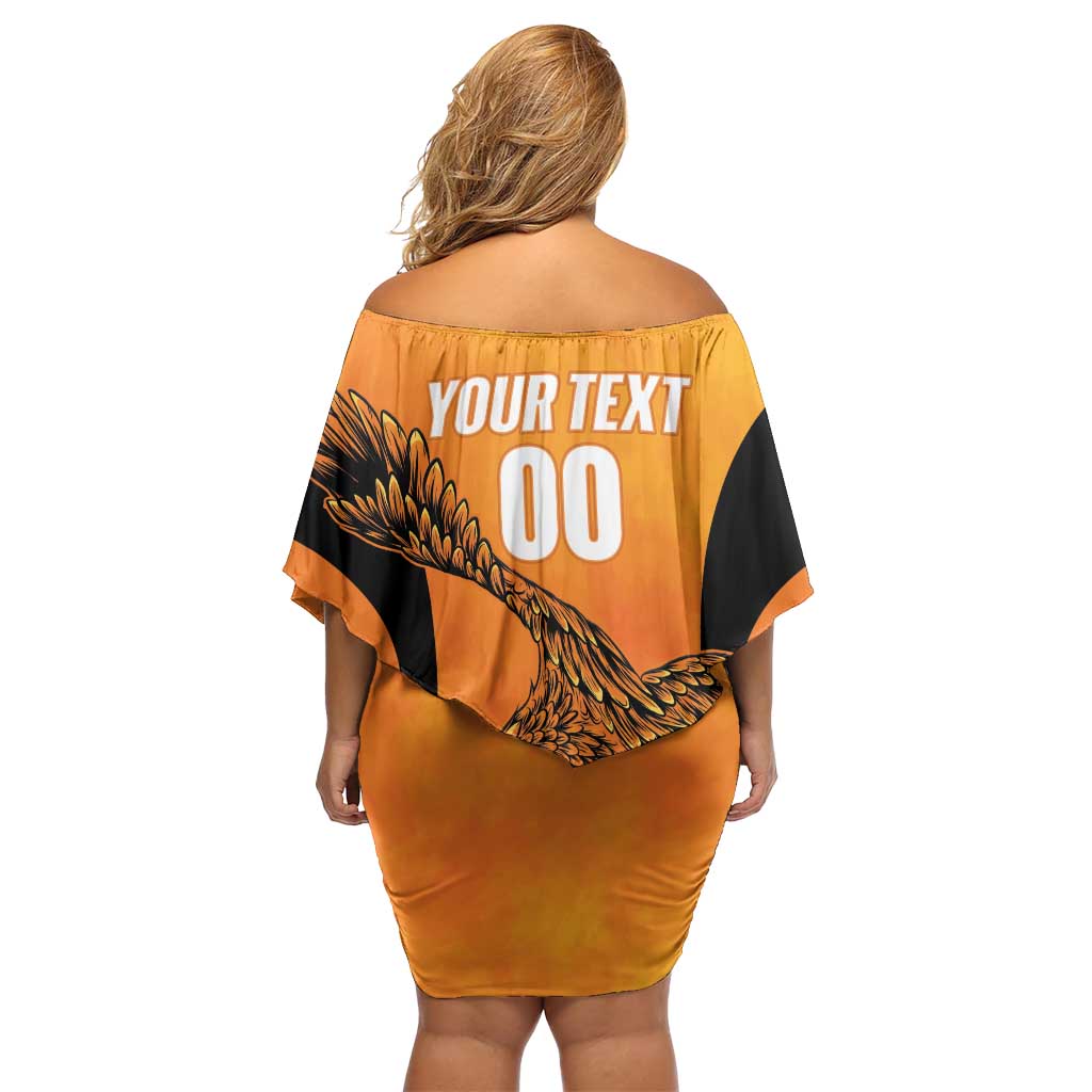 Custom Hyderabad India Cricket Family Matching Off Shoulder Short Dress and Hawaiian Shirt Go Sunrisers Eagle