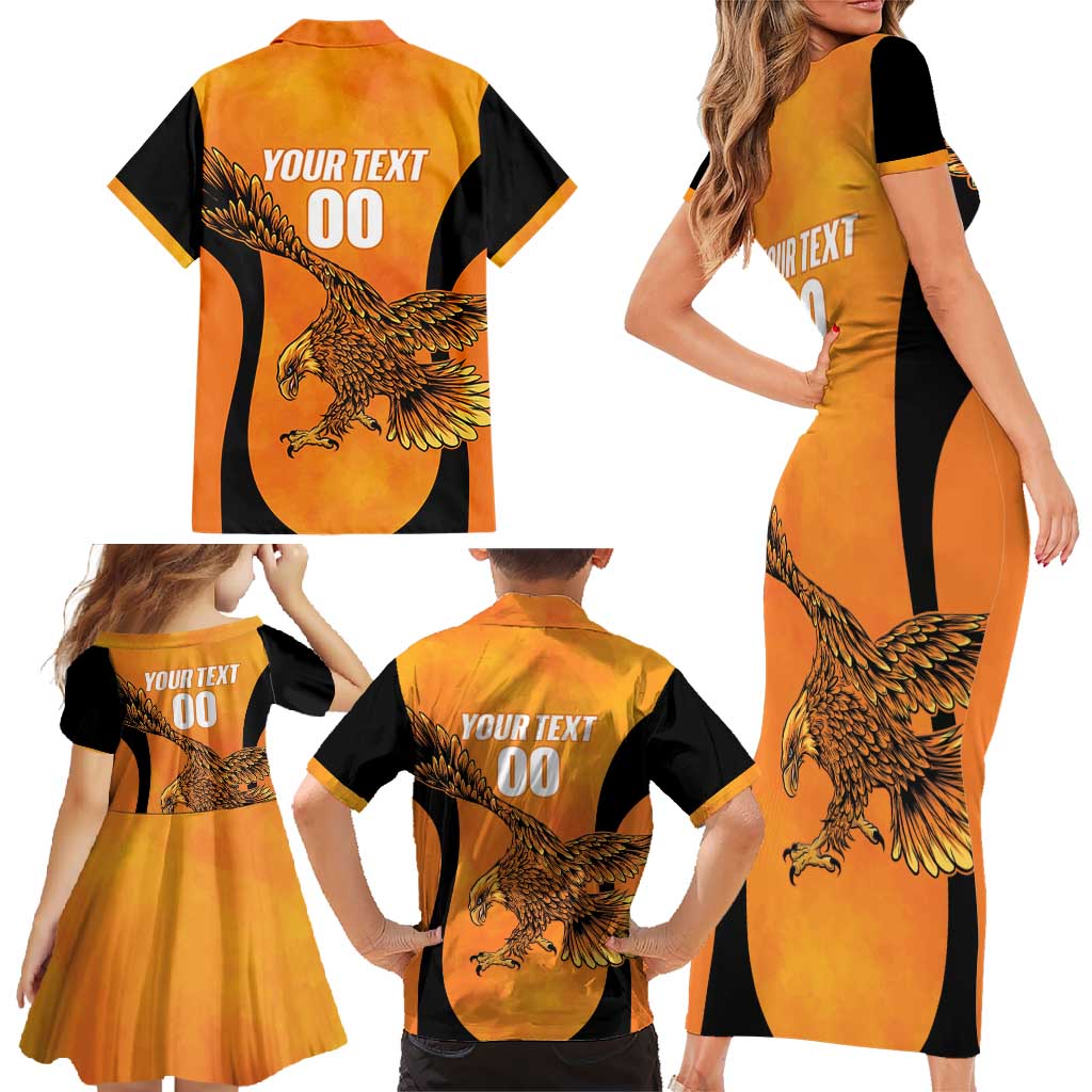Custom Hyderabad India Cricket Family Matching Short Sleeve Bodycon Dress and Hawaiian Shirt Go Sunrisers Eagle
