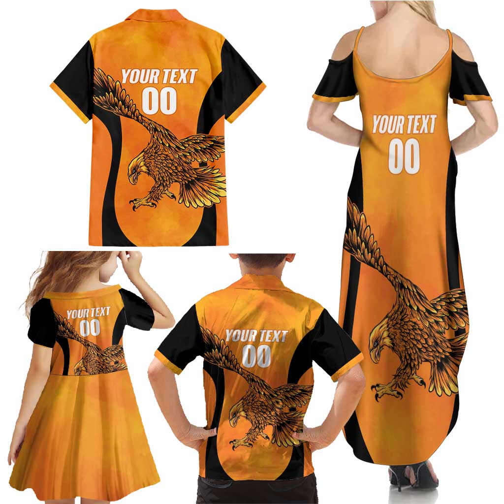 Custom Hyderabad India Cricket Family Matching Summer Maxi Dress and Hawaiian Shirt Go Sunrisers Eagle