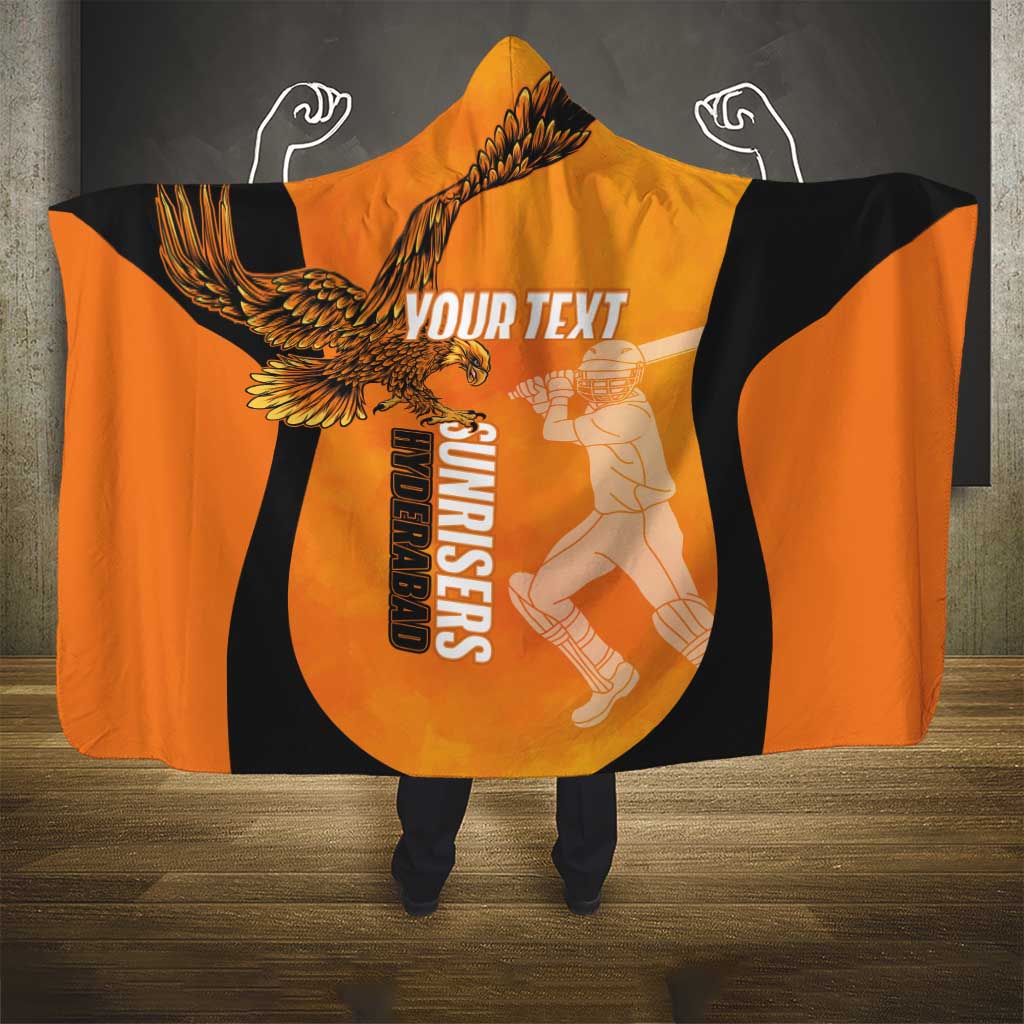 Custom Hyderabad India Cricket Hooded Blanket Go Sunrisers Eagle