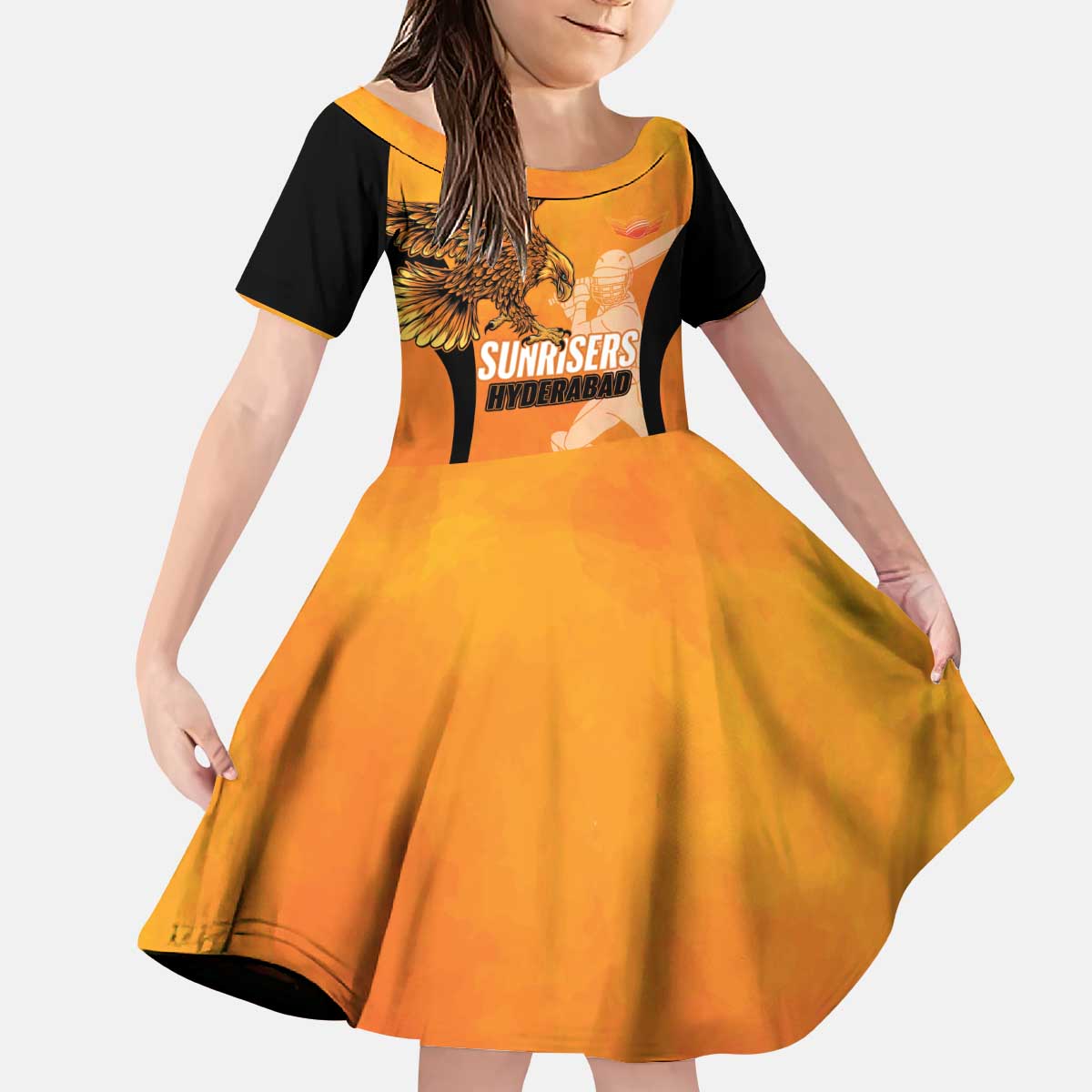 Custom Hyderabad India Cricket Kid Short Sleeve Dress Go Sunrisers Eagle