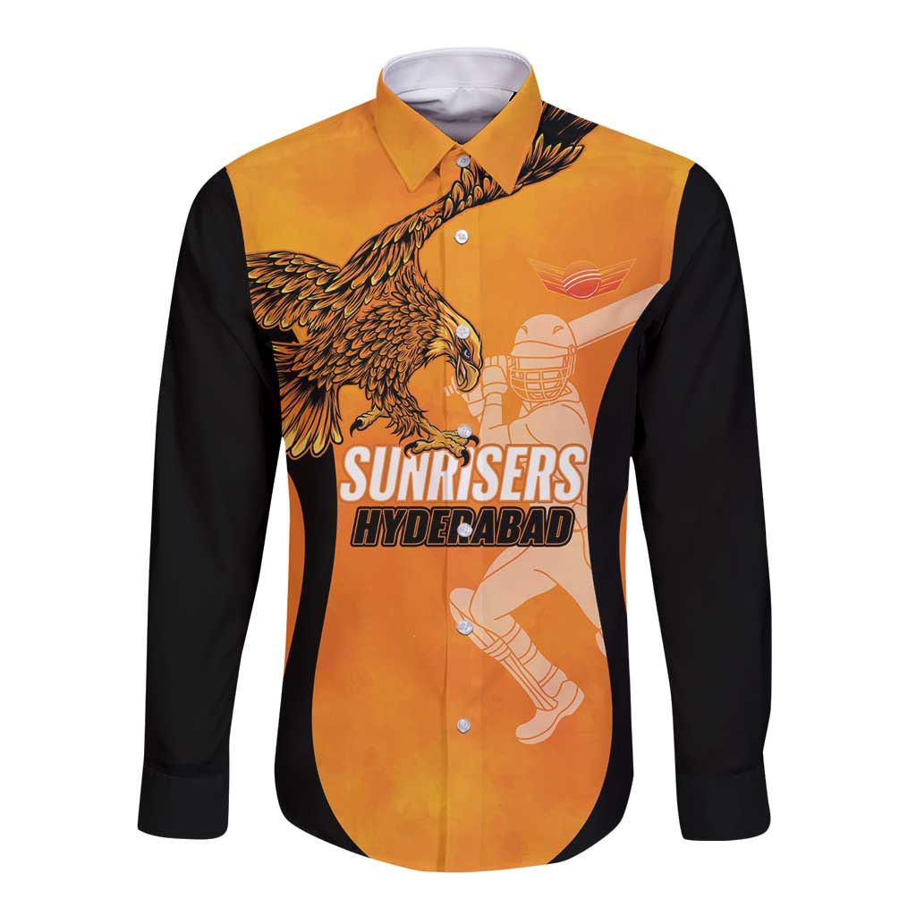 Custom Hyderabad India Cricket Long Sleeve Button Shirt Go Sunrisers Eagle