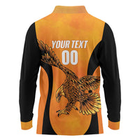 Custom Hyderabad India Cricket Long Sleeve Polo Shirt Go Sunrisers Eagle